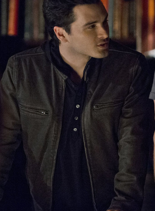 Michael Malarkey The Vampire Diaries Black Leather Jacket