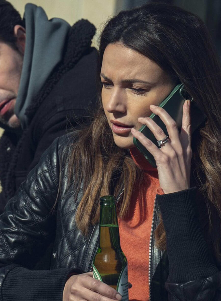 Michelle Keegan Fool Me Once Black Leather Quilted Jacket
