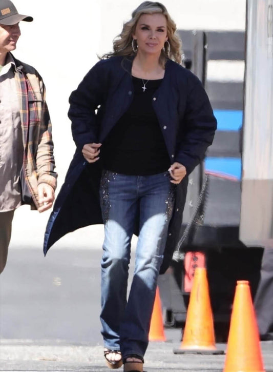 Michelle Pfeiffer Margo’s Got Money Troubles Bue Quilted Coat