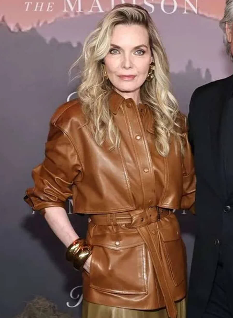 Michelle Pfeiffer The Madison Premiere Brown Leather Jacket 