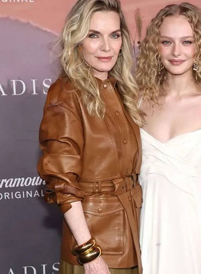Michelle Pfeiffer The Madison Premiere Brown Leather Jacket 