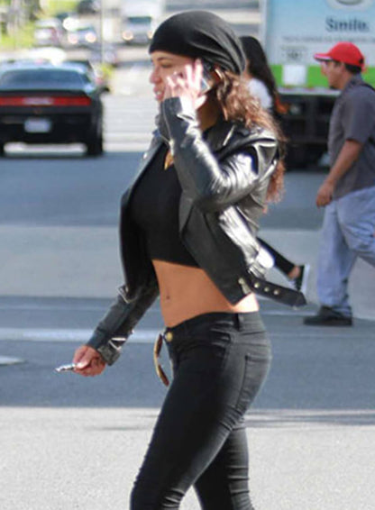 Michelle Rodriguez Black Biker Leather Jacket
