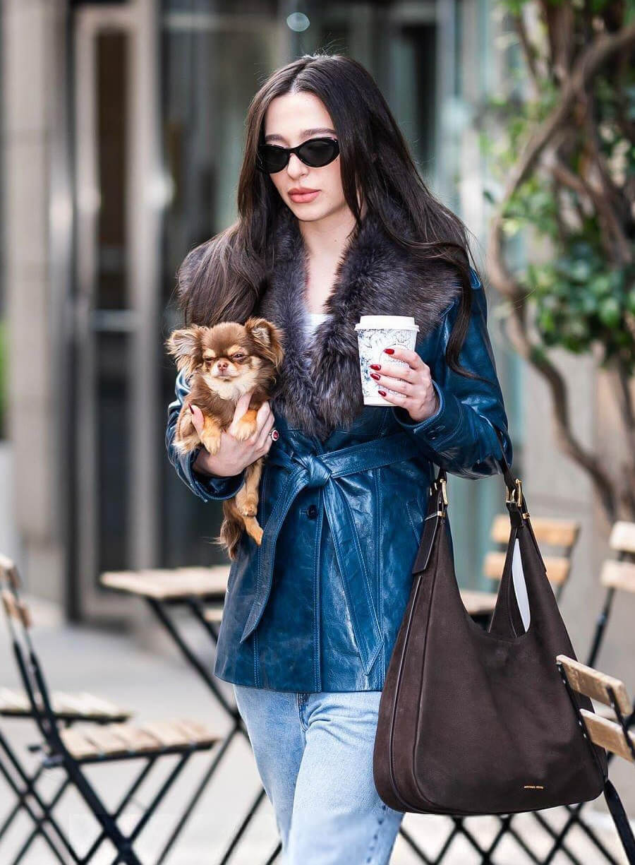 Mikey Madison Blue Leather Jacket