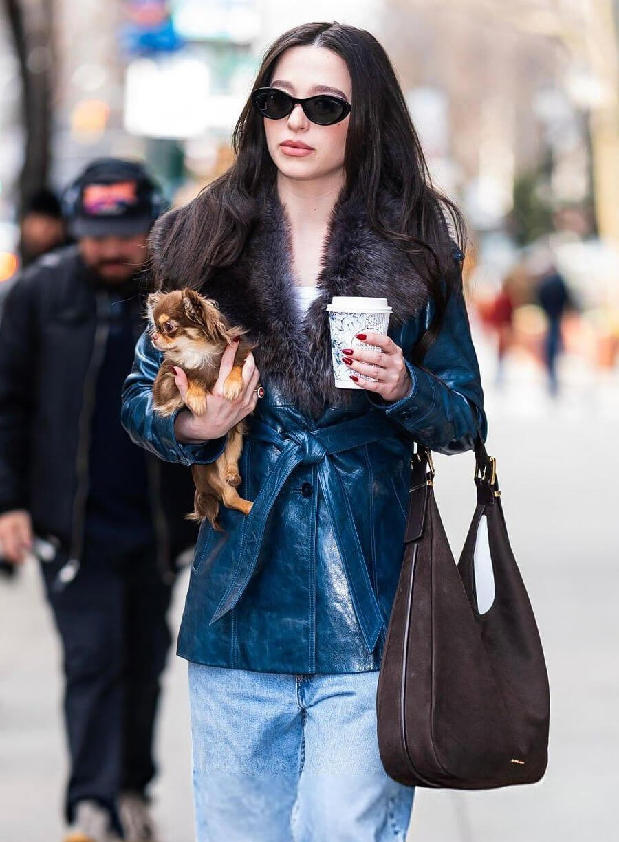 Mikey Madison Blue Leather Jacket