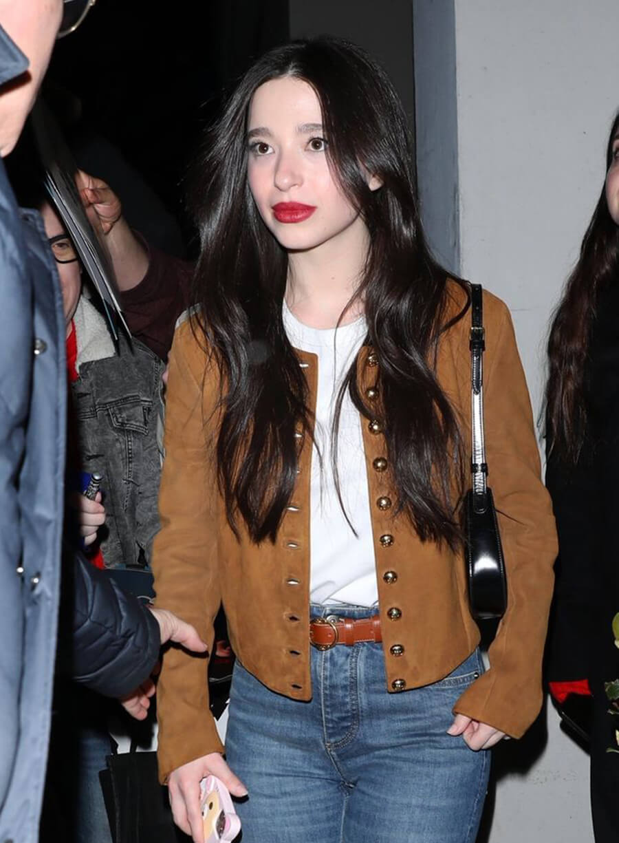 Mikey Madison Brown Suede Leather