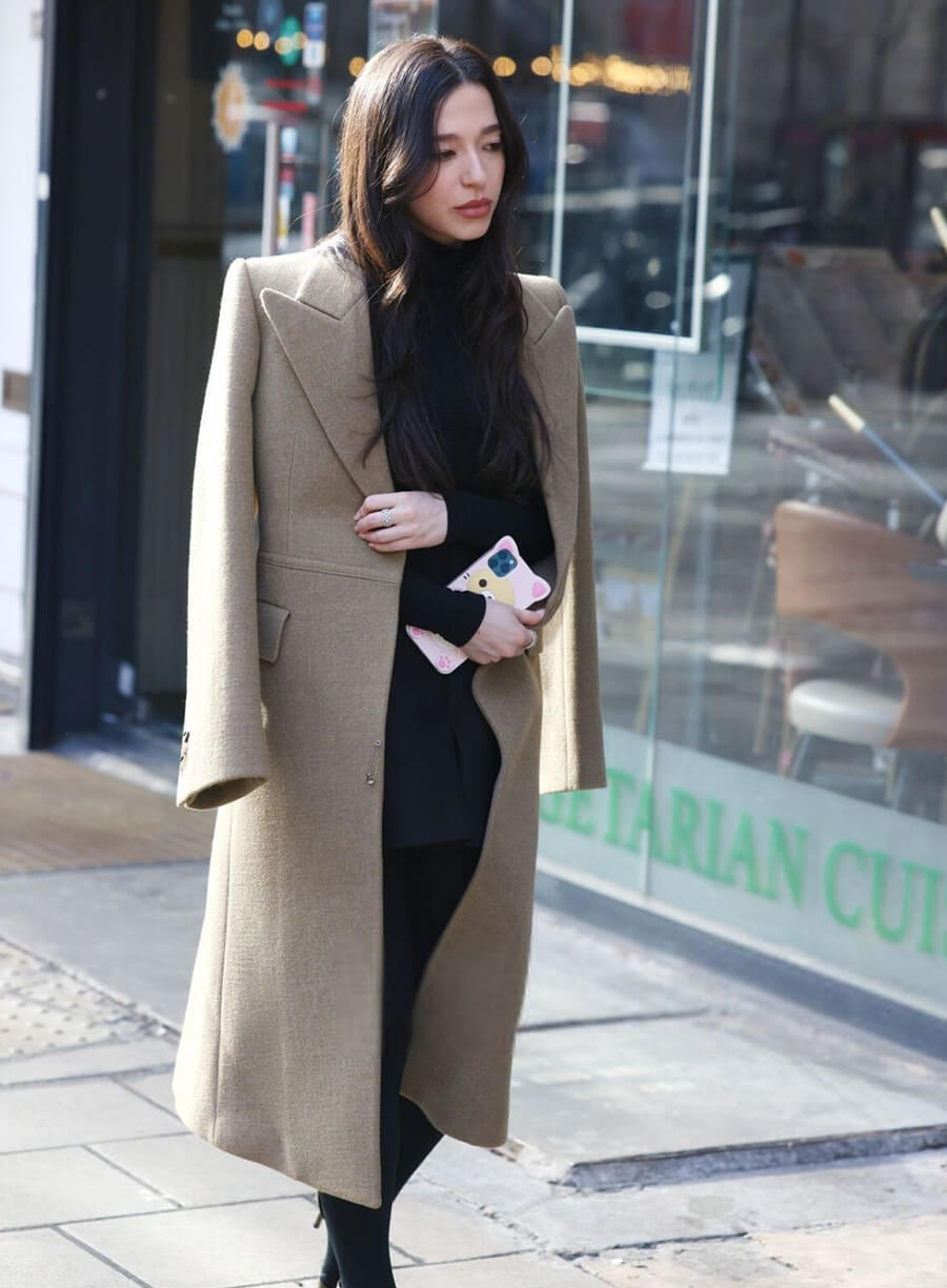 Mikey Madison Brown Wool Coat