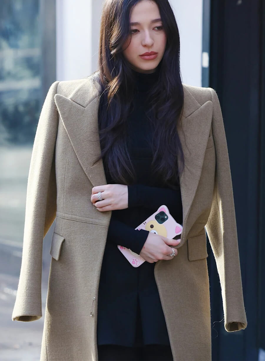 Mikey Madison Brown Wool Coat