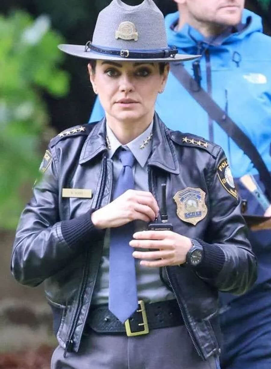 Mila Kunis Wake Up Dead Man 2025 Bomber Leather Jacket