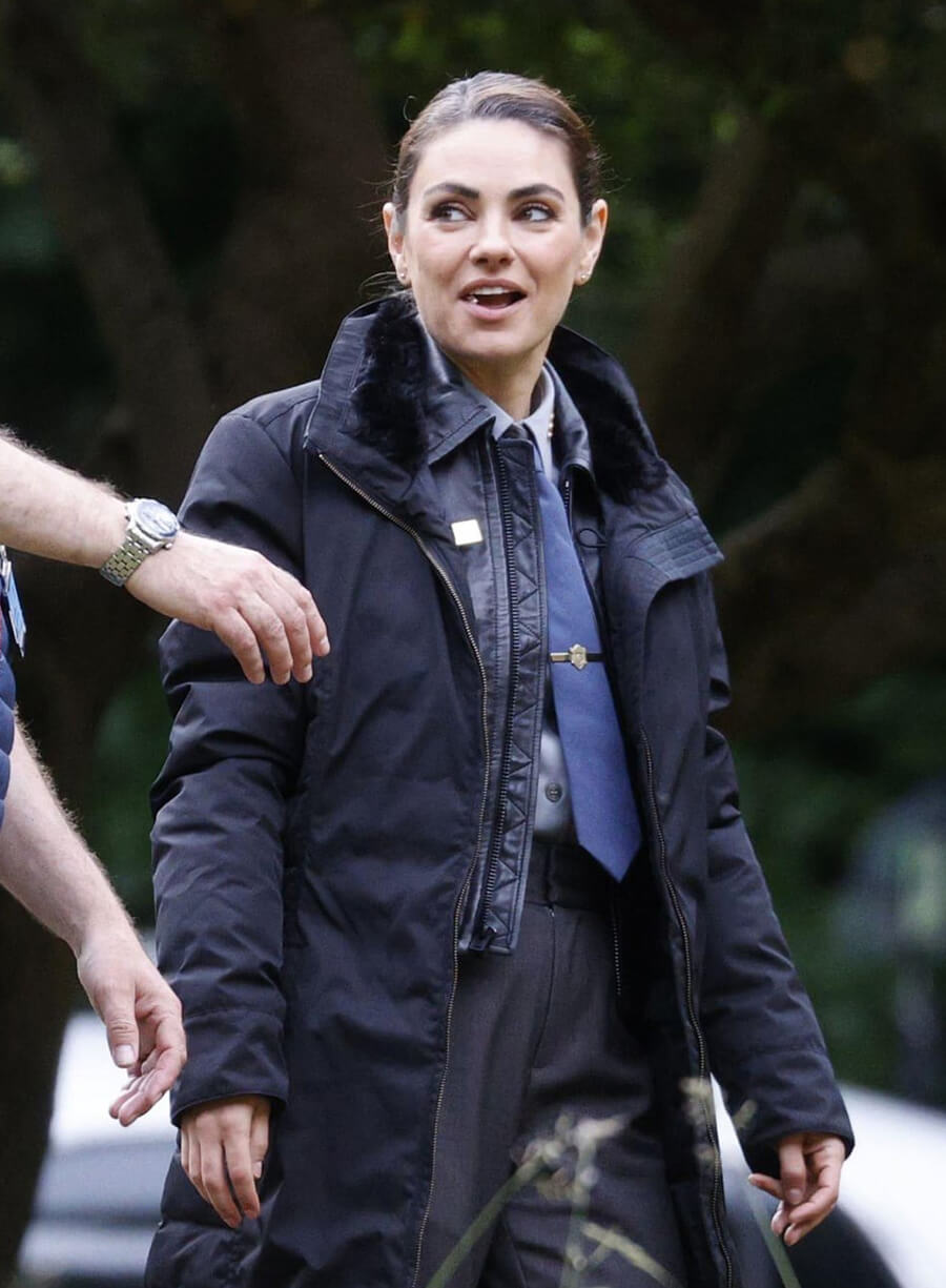 Mila Kunis Wake Up Dead Man 2025 Trench Coat