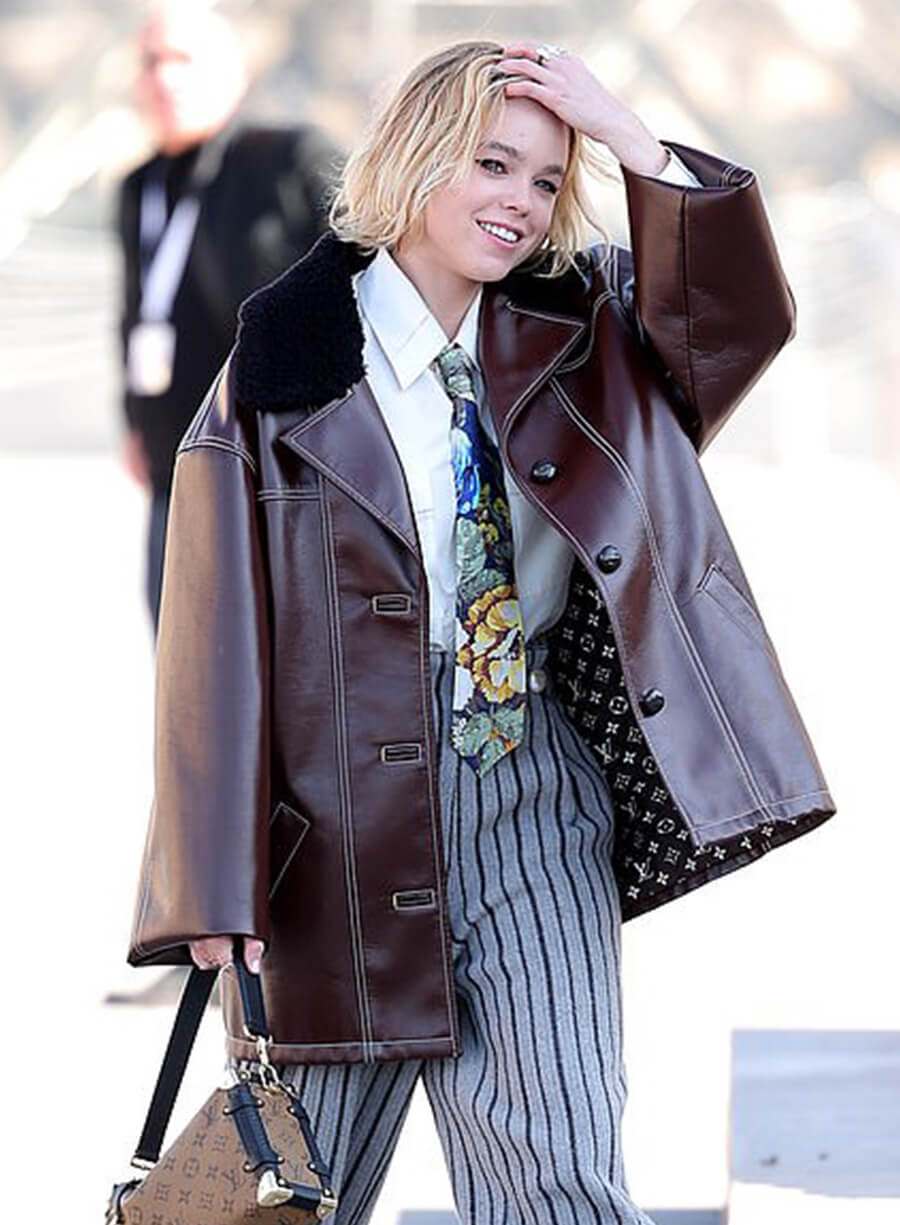 Milly Alcock Brown Leather Jacket