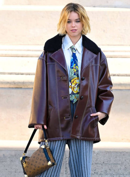 Milly Alcock Brown Leather Jacket