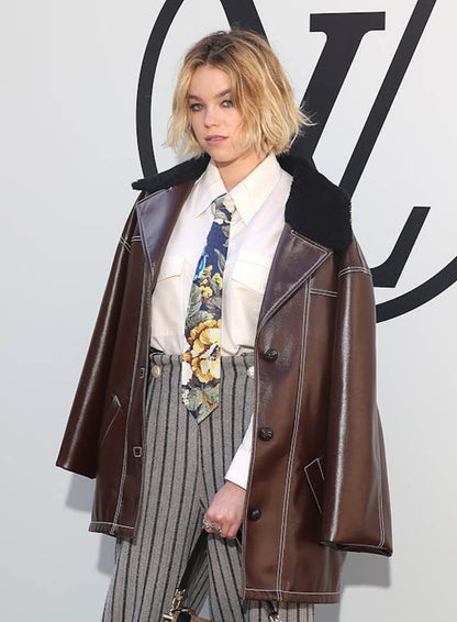 Milly Alcock Brown Leather Jacket