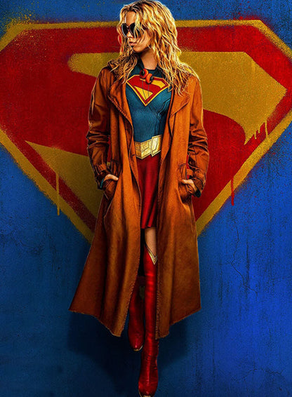 Milly Alcock Supergirl Brown Trench Coat 