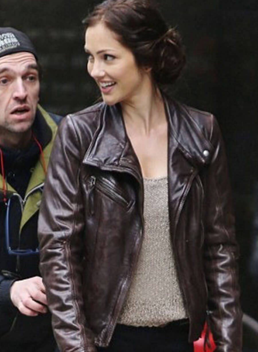 Minka Kelly Brown Leather Jacket