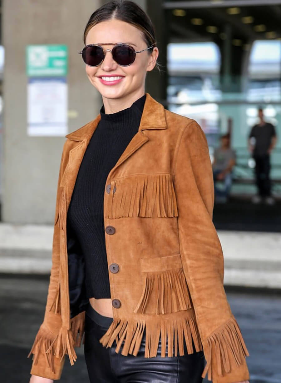 Miranda Kerr Brown Suede Fringe Jacket