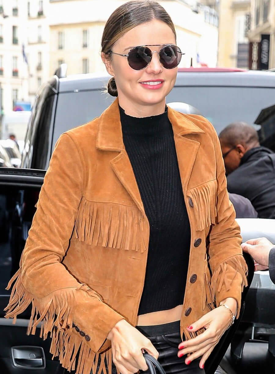 Miranda Kerr Brown Suede Fringe Jacket