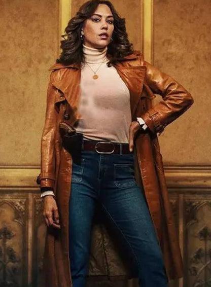 Mishel Prada KD The Continental Brown Leather Coat