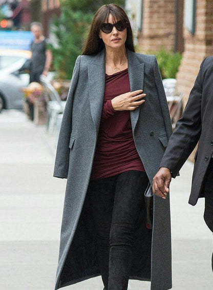 Monica Bellucci Grey Wool Coat