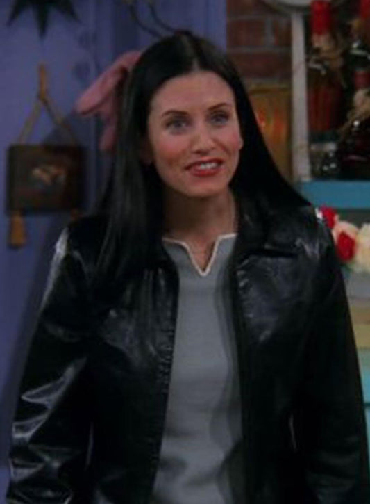 Monica Geller Friends Black Leather Jacket