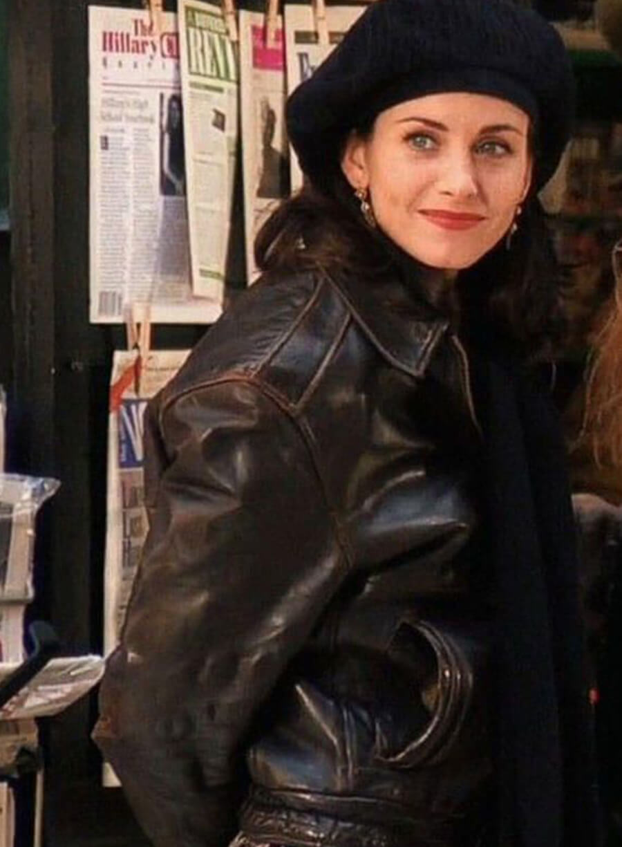 Monica Geller Friends Brown Leather Jacket
