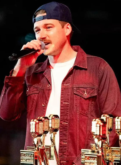 Morgan Wallen Billboard Maroon Denim Jacket