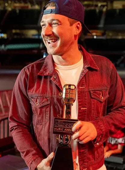 Morgan Wallen Billboard Maroon Denim Jacket