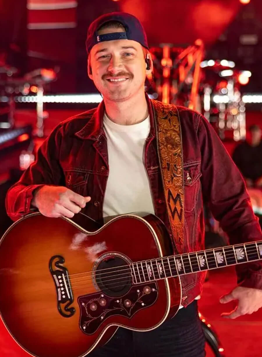 Morgan Wallen Billboard Maroon Denim Jacket