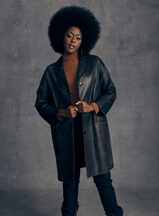 Moses Ingram The Queen’s Gambit Black Leather Coat