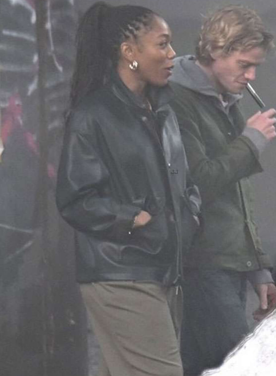 Naomi Ackie Clayface 2026 Black Leather Jacket