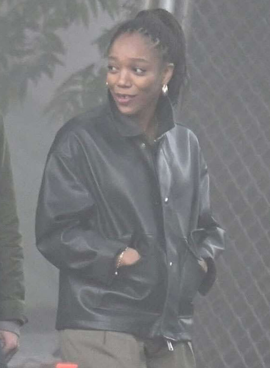 Naomi Ackie Clayface 2026 Black Leather Jacket