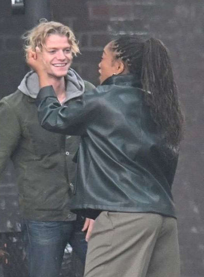 Naomi Ackie Clayface 2026 Black Leather Jacket