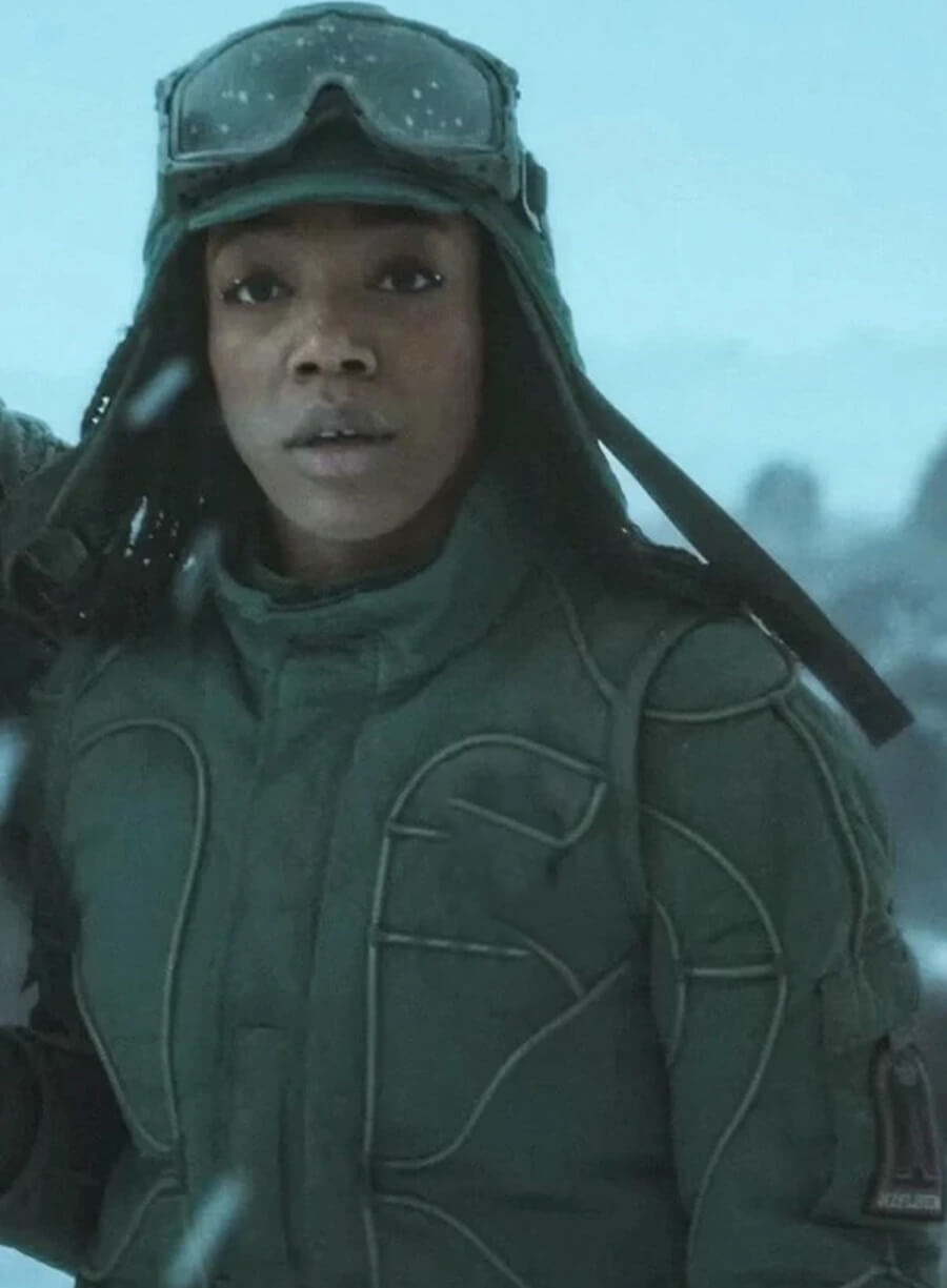 Naomi Ackie Mickey 17 2025 Green Jacket