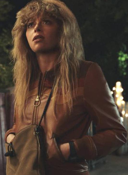 Natasha Lyonne Poker Face Brown Bomber Leather Jacket