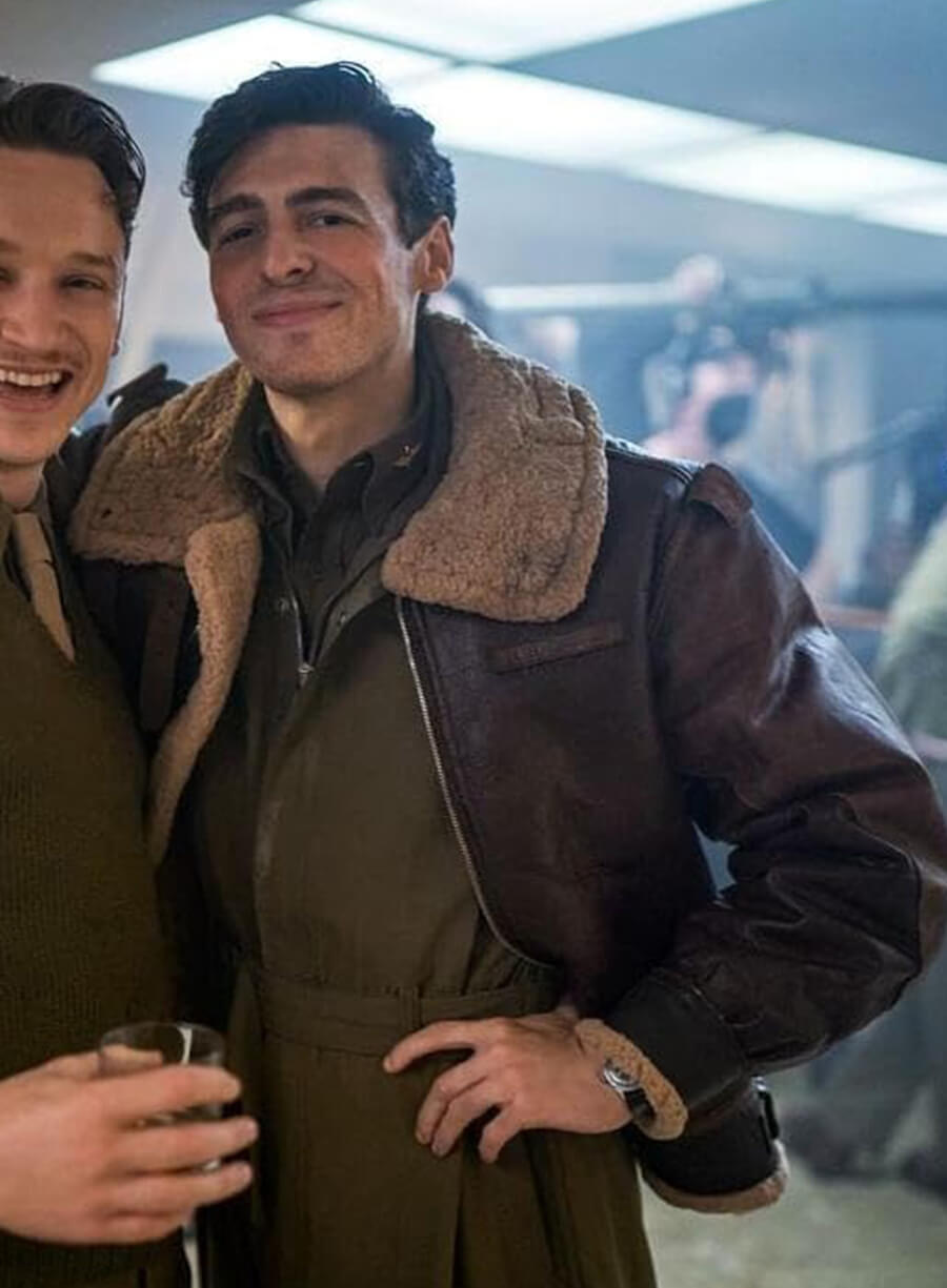 Nate Mann Masters of the Air Shearling Leather Jacket