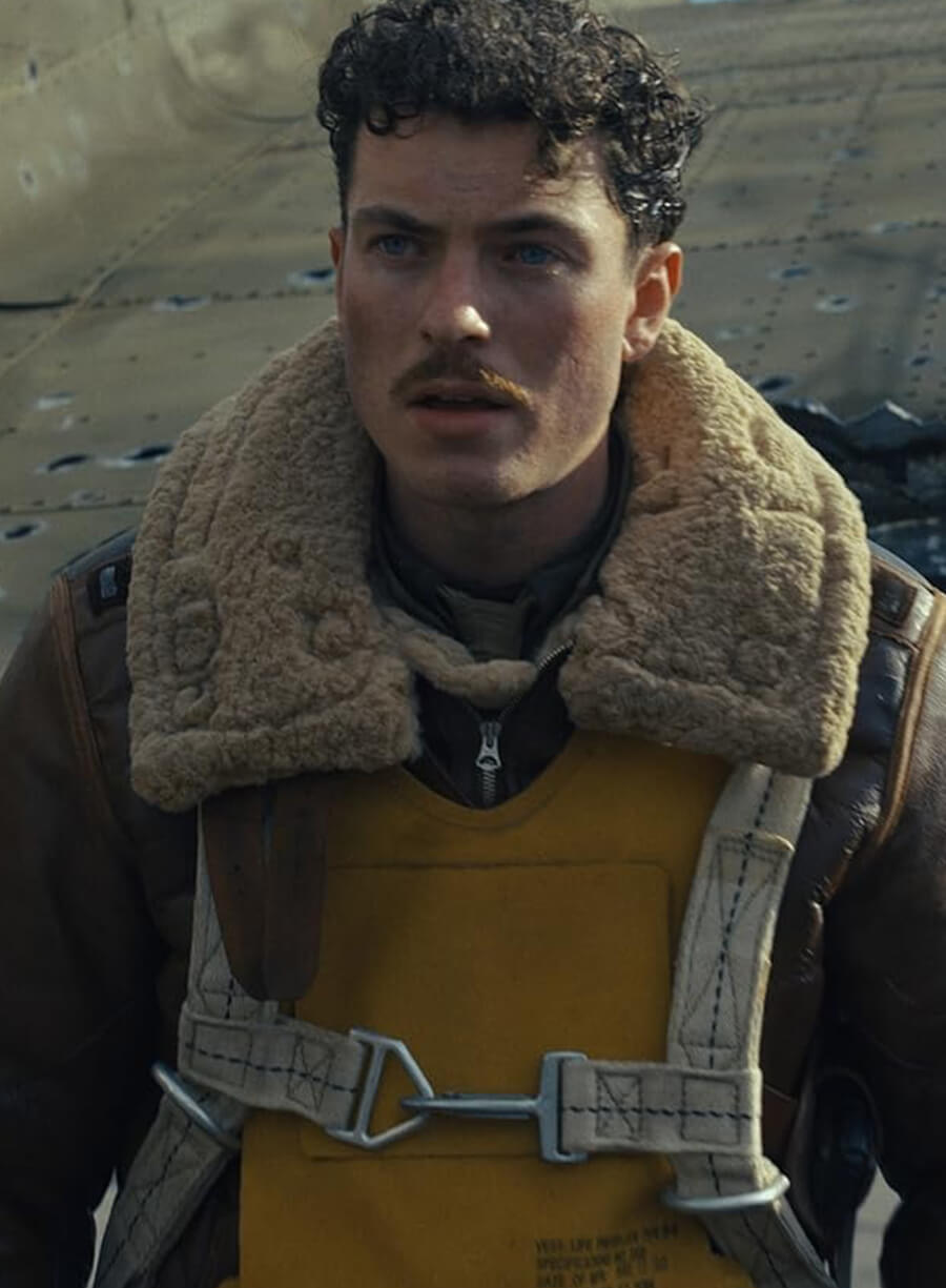 Nate Mann Masters of the Air Shearling Leather Jacket