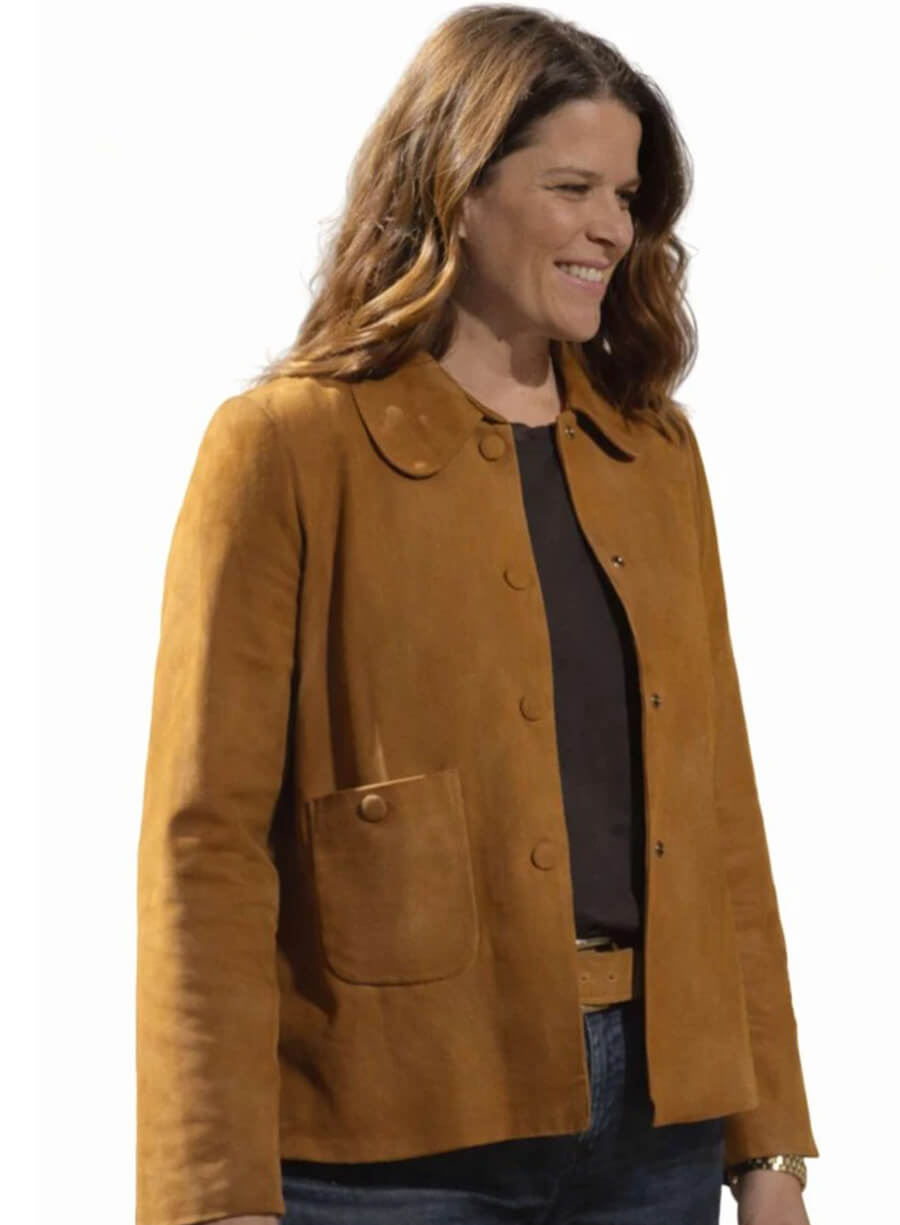 Neve Campbell Scream 7 Premiere Brown Suede Jacket 