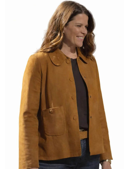Neve Campbell Scream 7 Premiere Brown Suede Jacket 