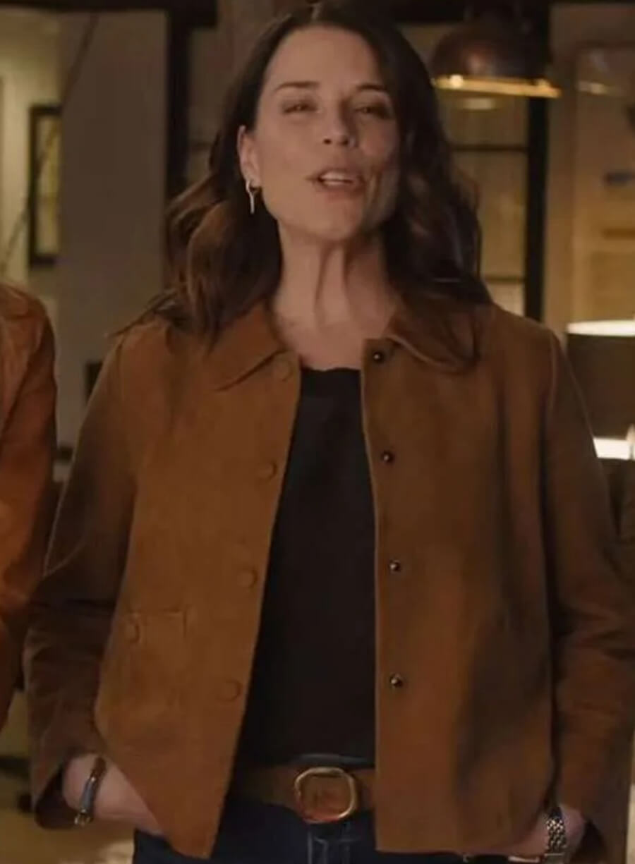 Neve Campbell Scream 7 Premiere Brown Suede Jacket 