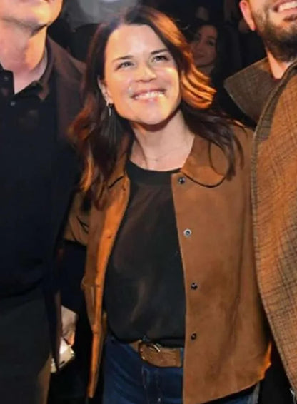 Neve Campbell Scream 7 Premiere Brown Suede Jacket 