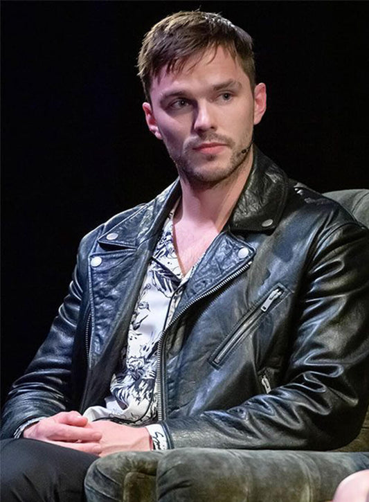 Nicholas Hoult Black Biker Leather Jacket