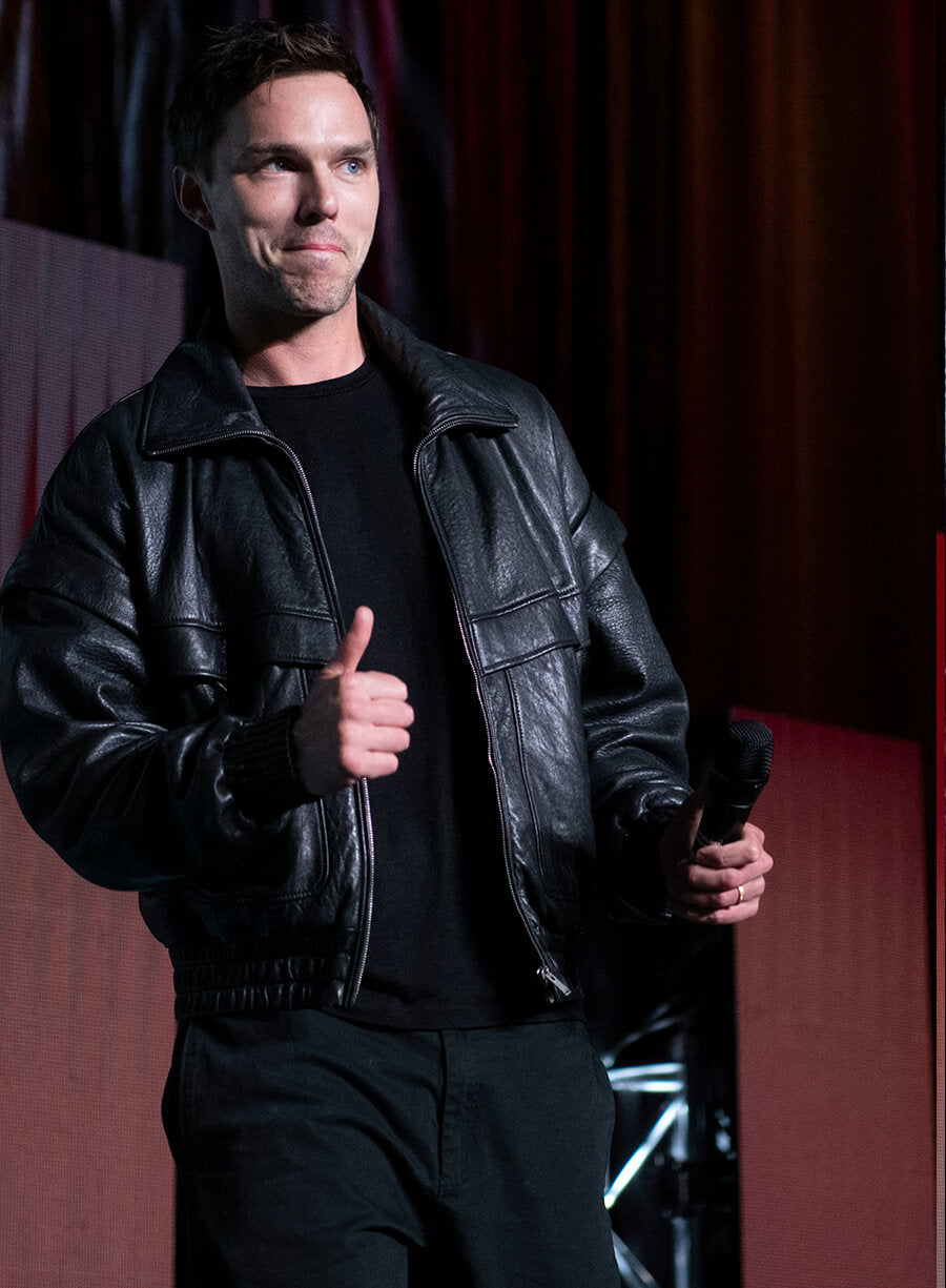 Nicholas Hoult Superman 2025 Black Leather Jacket