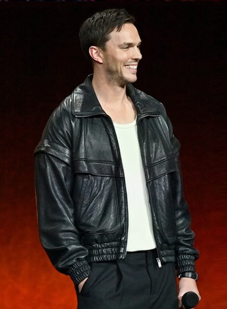 Nicholas Hoult Superman 2025 Black Leather Jacket