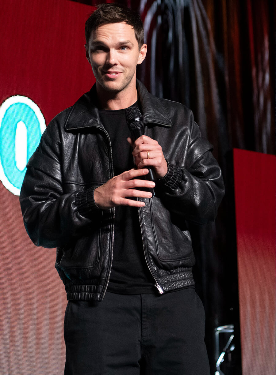 Nicholas Hoult Superman 2025 Black Leather Jacket