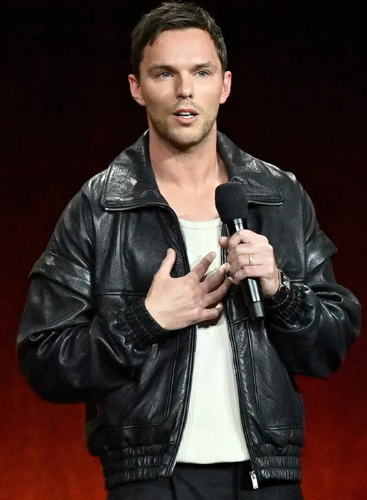 Nicholas Hoult Superman 2025 Black Leather Jacket