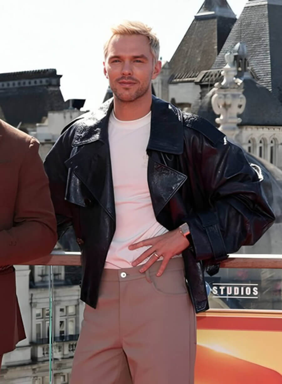 Nicholas Hoult Superman Premiere Black Leather Jacket