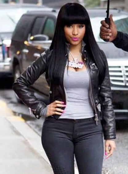 Nicki Minaj Biker Black Leather Jacket