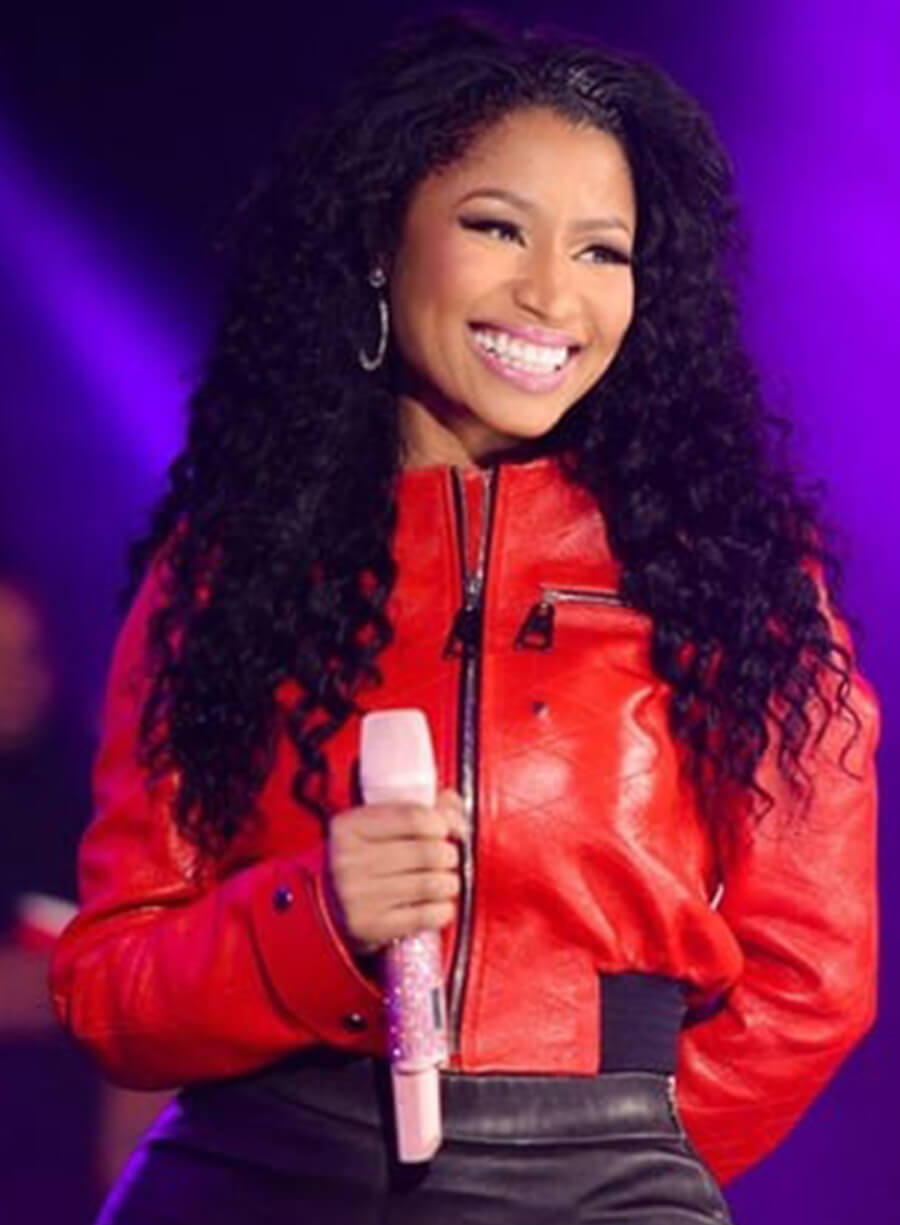 Nicki Minaj Red Leather Biker Jacket