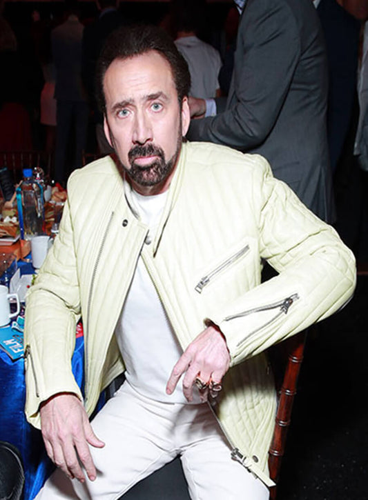 Nicolas Cage White Leather Jacket