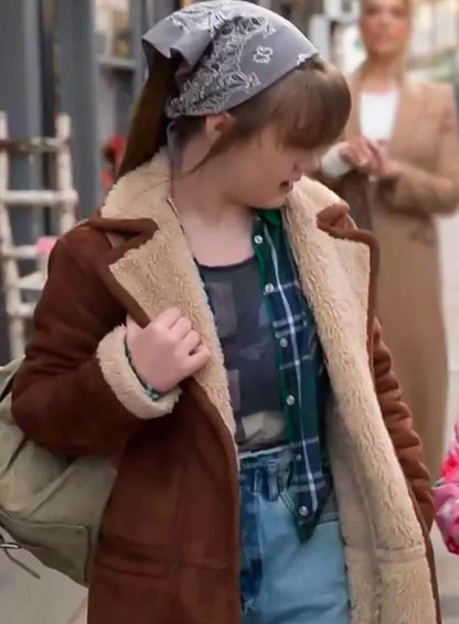 Nora Ted Lasso S03 Shearling Brown Suede Leather Jacket