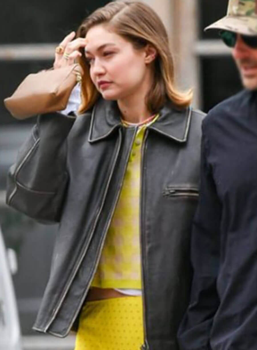 NYC 2025 Gigi Hadid Leather Jacket